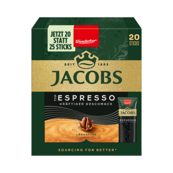 722934 Jacobs Typ Espresso, Loeskaffee ­Sticks, 20 Portionen, 36g